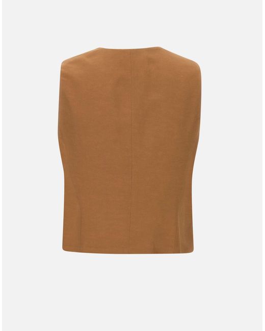 Kaos Tabak Linnen Viscose Gilet in het Brown