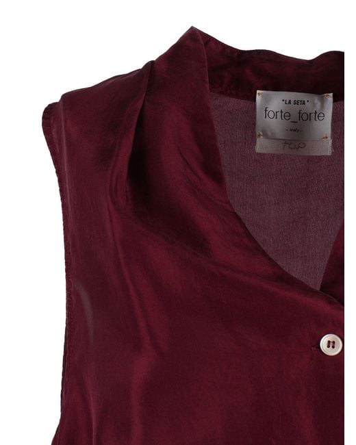 Forte_forte Purple Top Scollo A V Habotai Seta