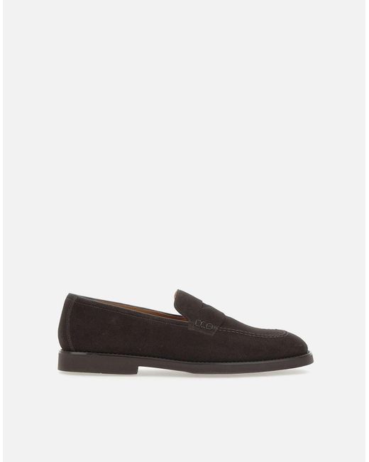 Doucal's White Mink Suede Loafers for men