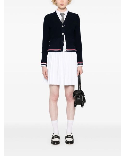 Thom Browne White Rwb Stripe Pleated Miniskirt