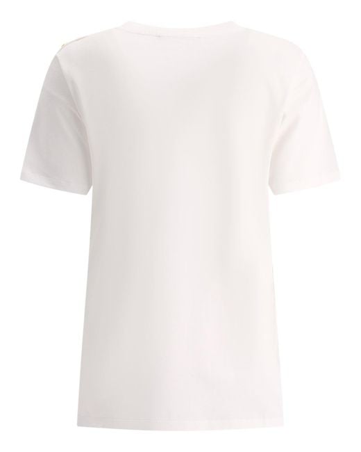 Balmain White 3 Knöpfe T -Shirt