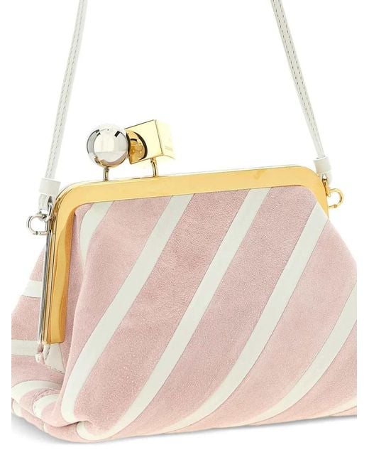 Jacquemus Pink Berlingot Striped Patchwork Clutch