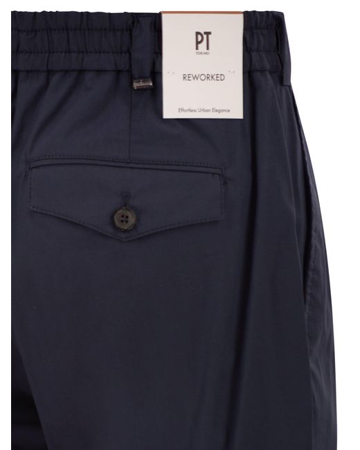 PT Torino Blue The Rebel Cotton Blend Trousers
