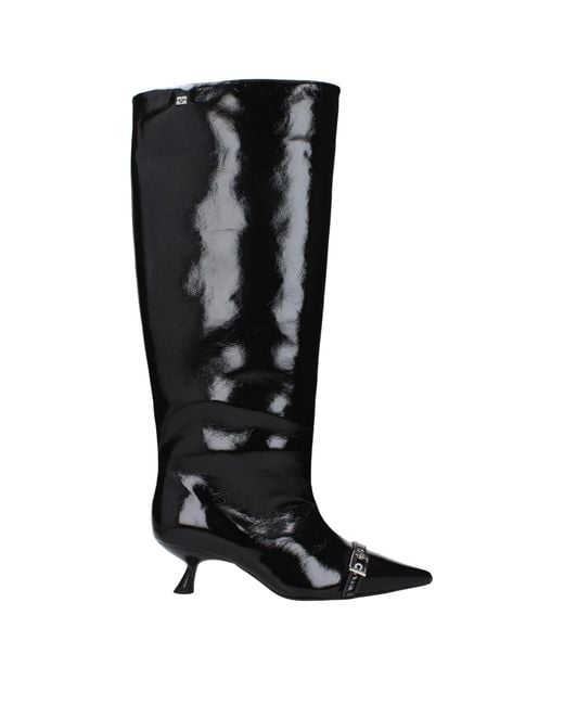 Ganni Black Boots Paint