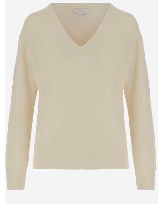Vince Cashmere En Silk Sweater in het Natural