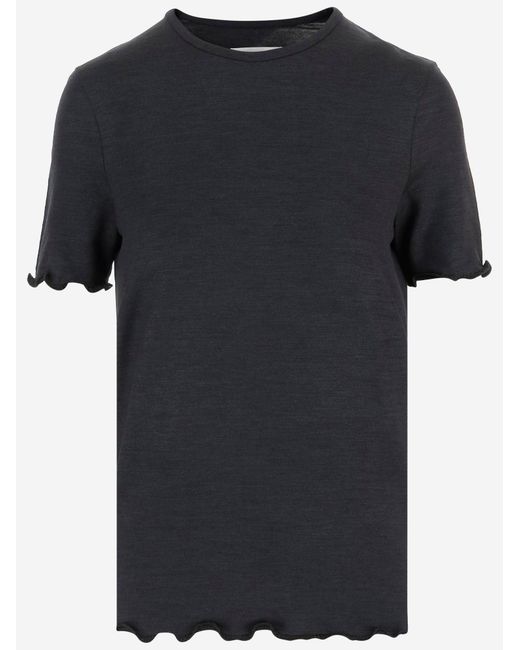 Jil Sander Black T-Shirt Silk-Blend Ivory