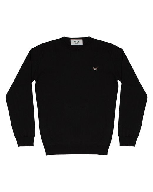 PELO FOUNDATION Black Girocollo Merinos for men