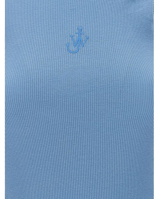 J.W. Anderson Logo Geribbelde Jurk in het Blue