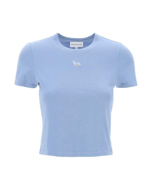 Maison Kitsuné Blue "Cropped Baby Fox T -Shirt