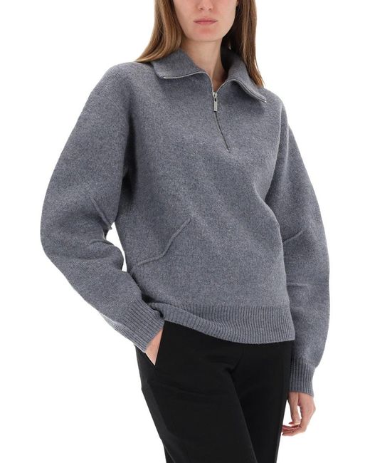 Helmut Lang Gray Zippered "Apex" Jersey