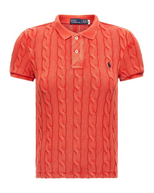 Ralph Lauren Logo Borduurwerk Gevlochten Poloshirt in het Red