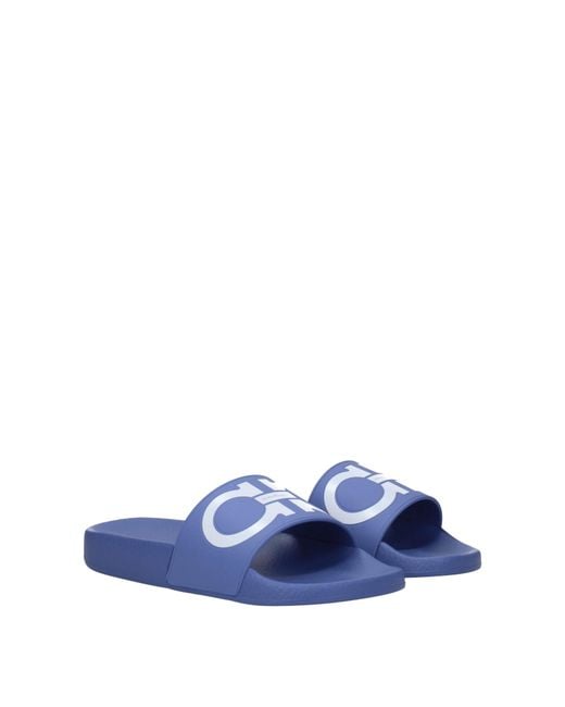 Ferragamo Blue Groovy Flip Flops And Clogs Rubber/ Shadow