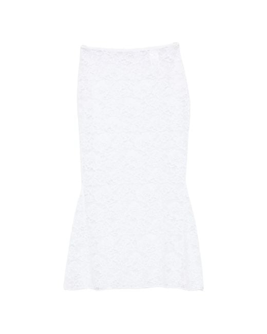 Oseree White Bridal O Lover Lace Long Skirt