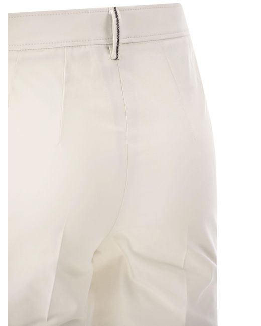 Cotton Twill Capri Pantalon avec collier Brunello Cucinelli en coloris White