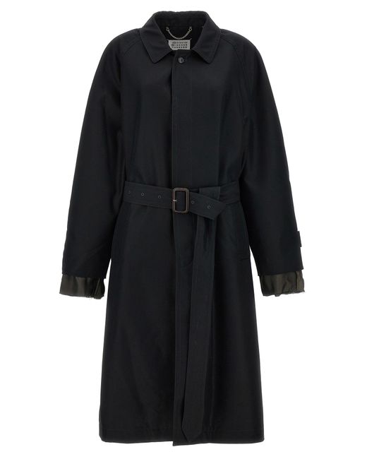 Maison Margiela Long Single Breasted Trench Coat in het Black voor heren