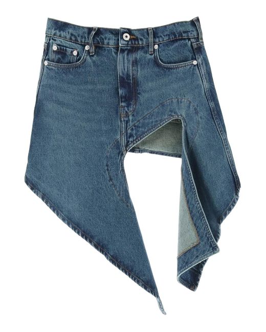 Denim Mini jupe avec des détails découpés Y. Project en coloris Blue