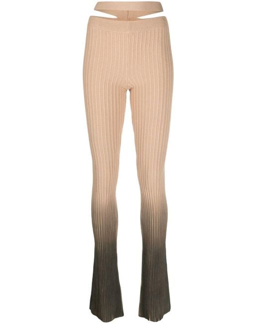 ANDREADAMO Natural Ombré-Effect Ribbed-Knit Trousers