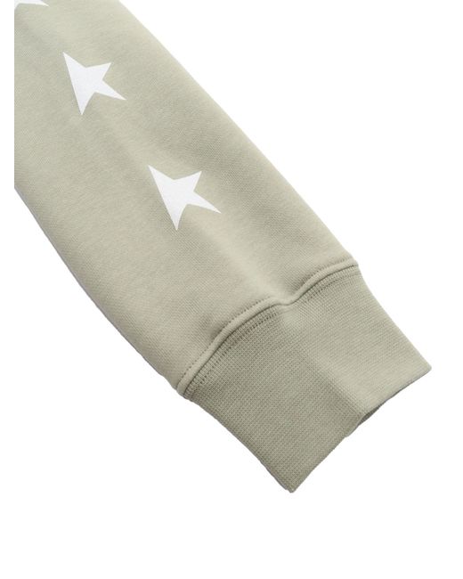 Golden Goose Deluxe Brand Green Star/ Girl's Zipped Sweatshirt Hoodie/ Kangaroo Pocket/ Glitter Multistar Printed