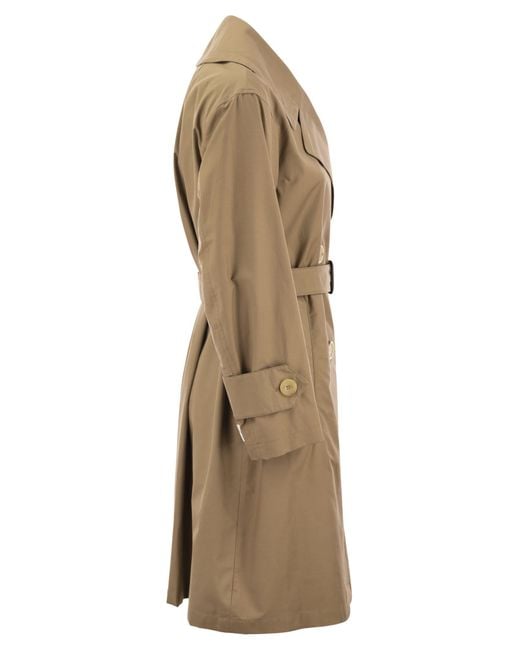 Max Mara Vtrench Drip Proof Cotton Twill Over Trenchcoat in het Natural