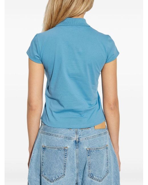 The Attico Poloshirt Met Geborduurd Logo in het Blue