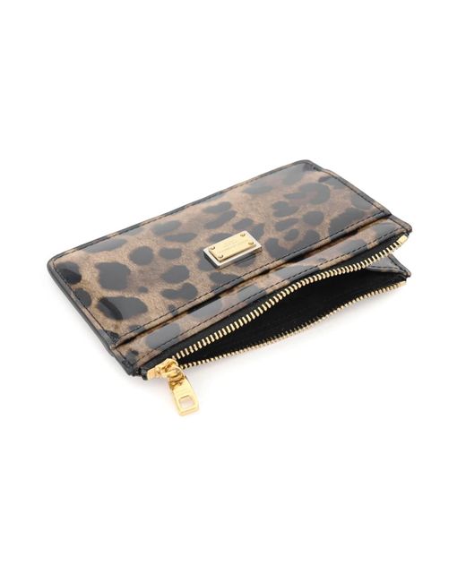 Leopard Imprimer en cuir support de carte moyen Dolce & Gabbana en coloris Black