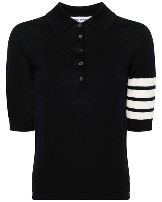 Thom Browne Black 4Bar Wool Polo Shirt