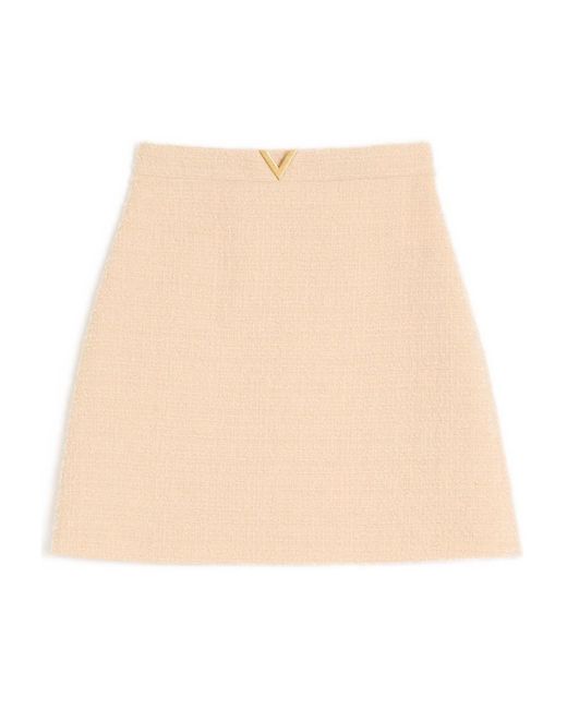 Valentino Natural Vlogo Signature Wool Skirt
