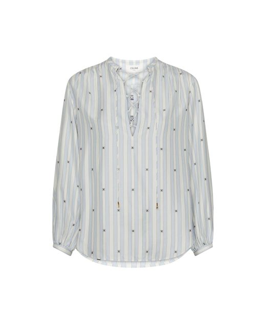 Céline Gray Romy Striped Silk Blouse