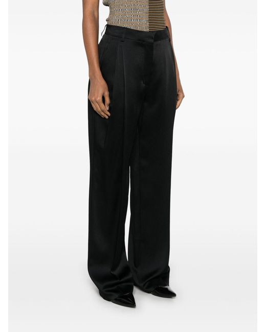 Stella McCartney Black Pleated Satin Trousers