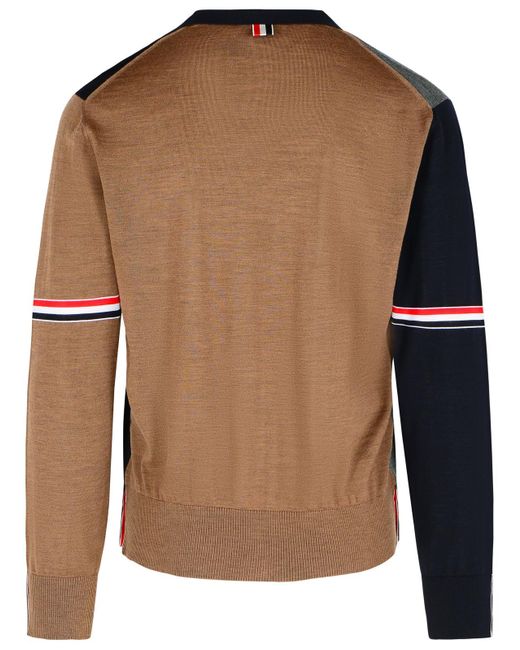 Fun 'multicolor Virgin Wool Cardigan Thom Browne de hombre de color Black