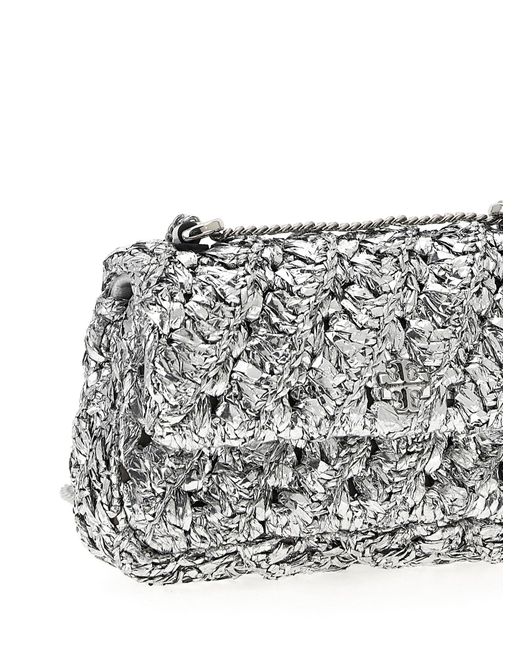 'Kira' Mini Shoulder Bags Tory Burch de color Gray