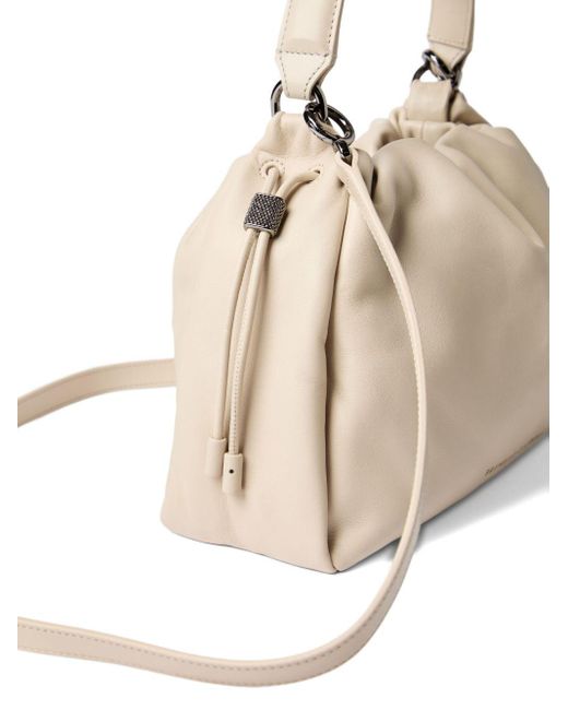 Brunello Cucinelli Natural Kleine Mellow Kreuz-Beuteltasche