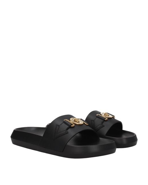 Versace Black Medusa Biggie Slippers And Clogs Leather