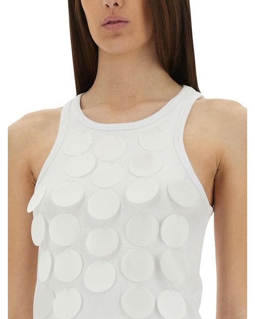 MSGM White Ribbed Cotton Top