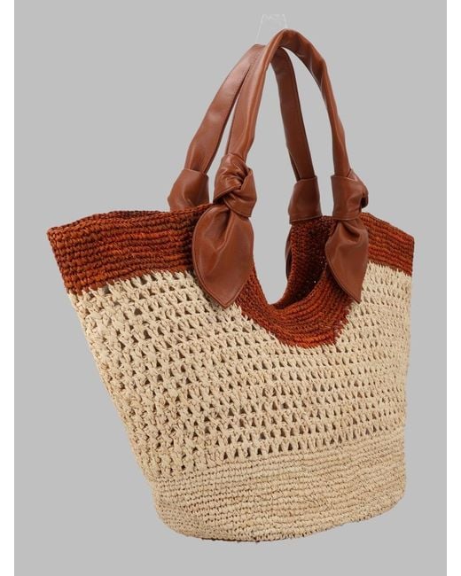 Hereu Brown Mini Raffia & Lambskin Shoulder Bag