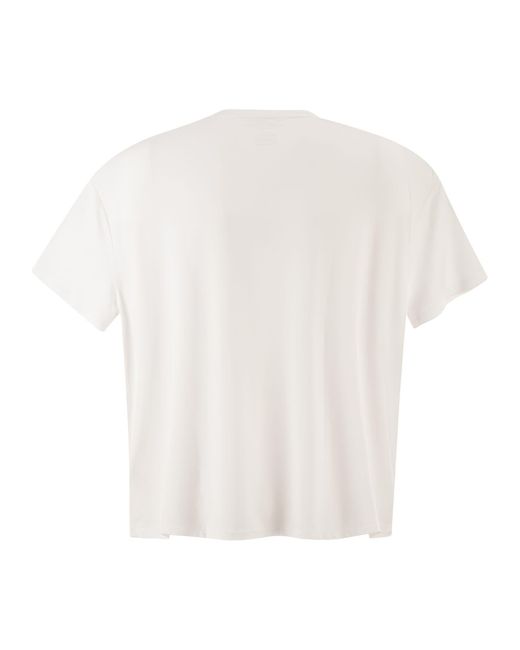 Majestic White Stretch Viscose T-Shirt With Round Neckline