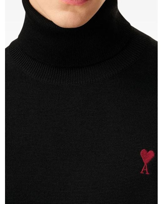 AMI Black Pull Col Roule De Coeur for men