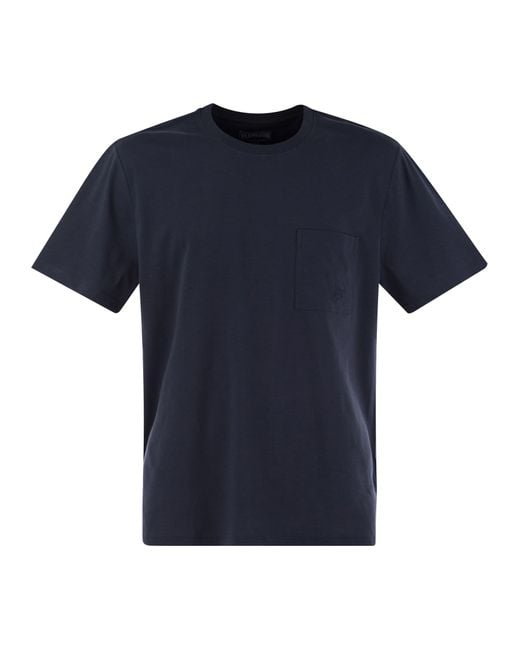 Camiseta de algodón vilebrequín con bolsillo Vilebrequin de color Blue
