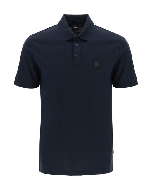 Cotton Jersey Polo Shirt di Boss in Blue