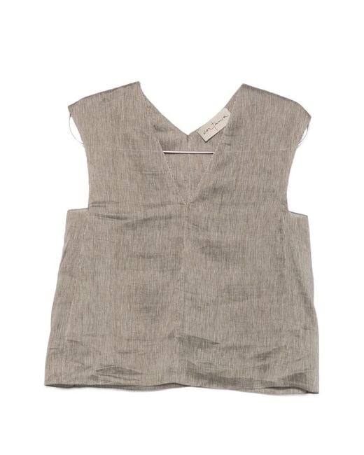 Cortana Gray Aria Linen Top