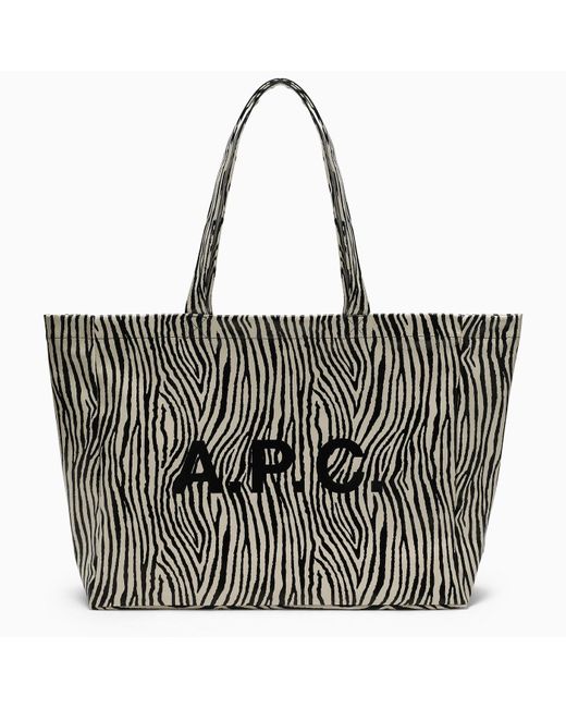 A.P.C. Zebra Print Laure Shopping Bag in Black | Lyst