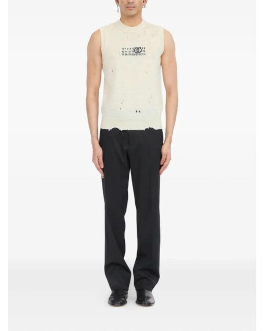 MM6 by Maison Martin Margiela Gray Sleeveless Top With A Distressed Look