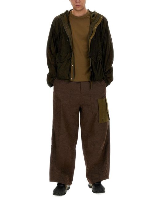 C P Company Brown Textured Cargo Pants for men