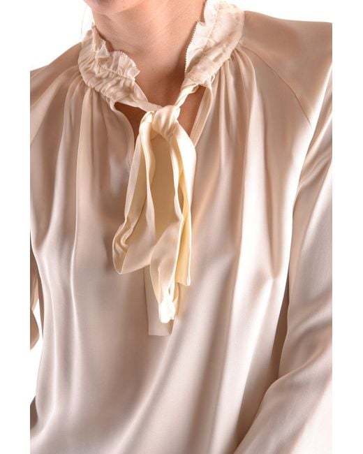 Michael Kors White Silk Gathered Collar Blouse