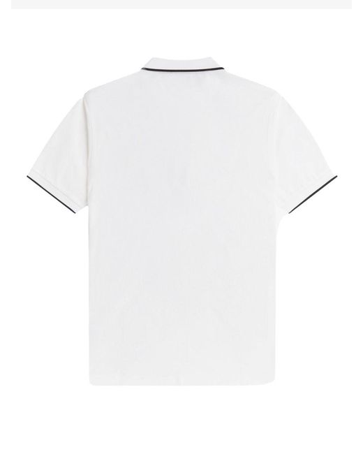 Fred Perry White Polo Con Zip E Logo