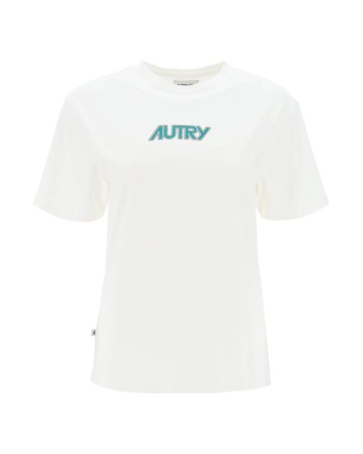 Autry T -shirt Met Gedrukt Logo in het White