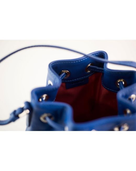 LA ROSE Blue Leather Satchel Bag