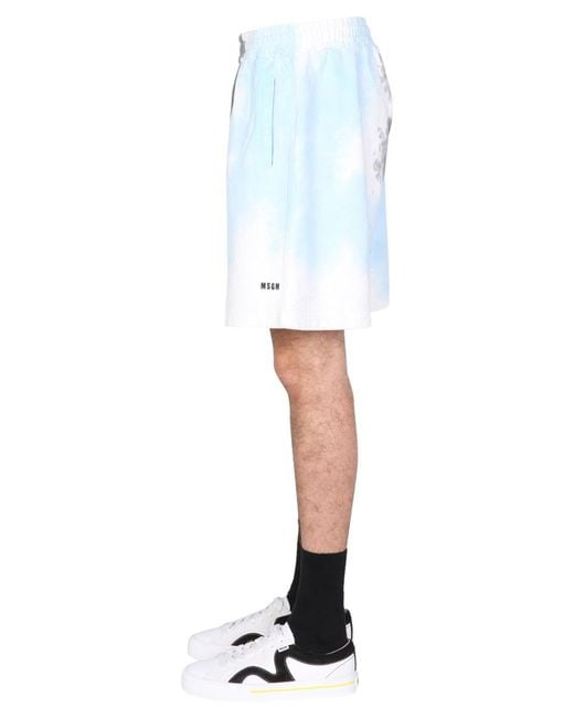 MSGM Blue Tie Dye Pattern Bermuda for men