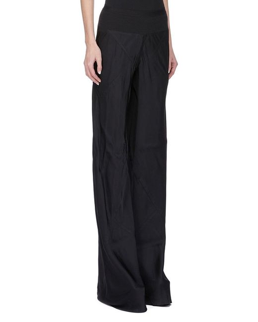Rick Owens Black Floor-Length Charmeuse Bias Pants