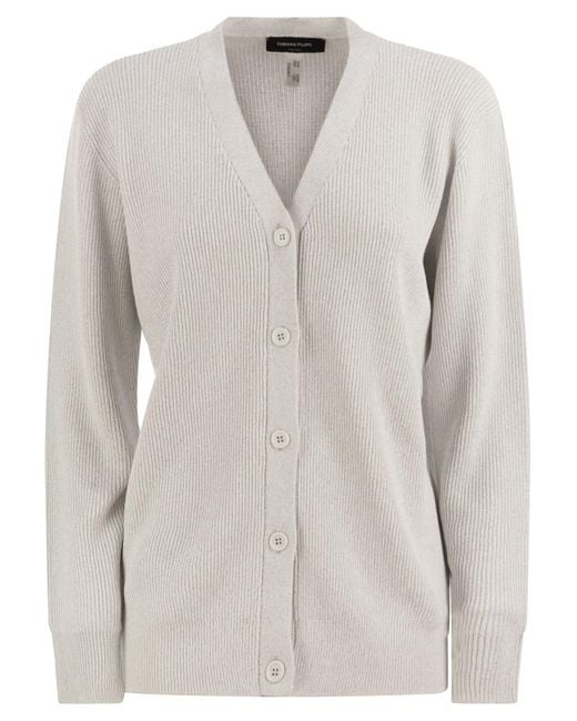 Fabiana Filippi White English Ribbed Cardigan